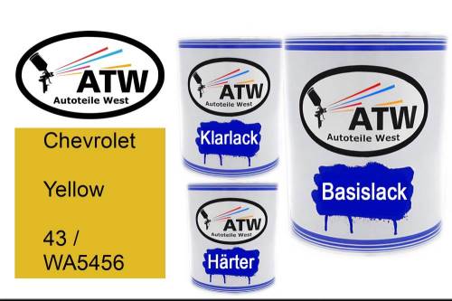 Chevrolet, Yellow, 43 / WA5456: 1L Lackdose + 1L Klarlack + 500ml Härter - Set, von ATW Autoteile West.